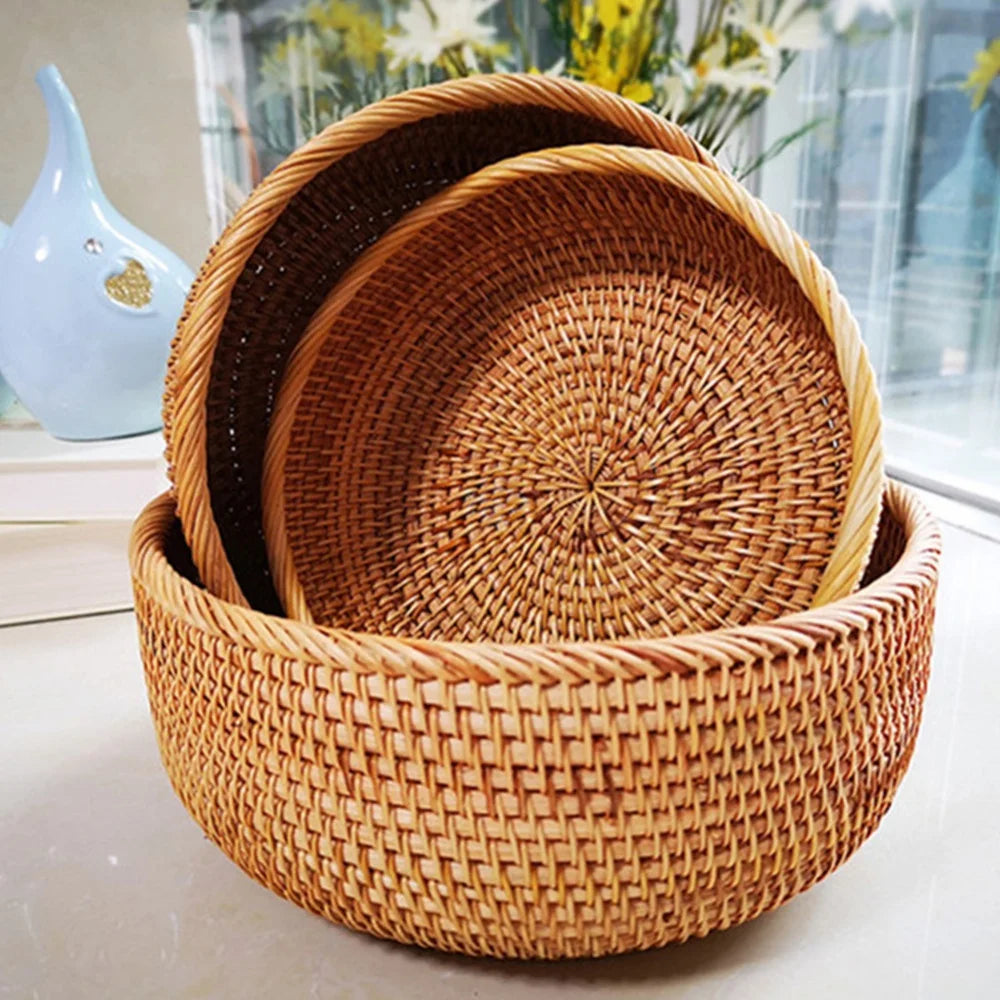 Cesto decorativo rústico de Rattan