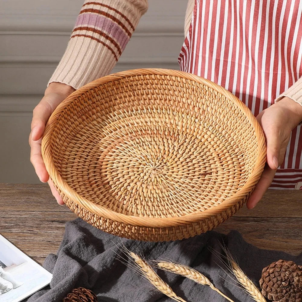 Cesto decorativo rústico de Rattan