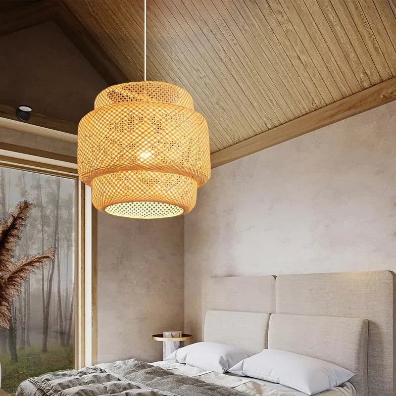 Luminária de Pendente em Rattan