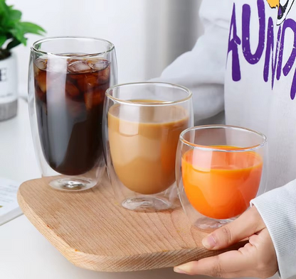 Copo de Vidro de Parede Dupla Resistente ao Calor 80-650Ml