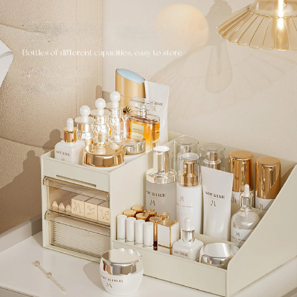 Caixa organizadora estilo gaveta transparente para maquiagem e skincare