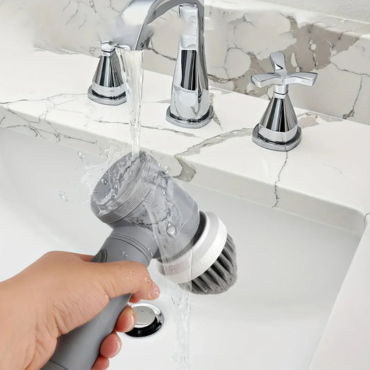 Purificador giratório elétrico sem fio com 6 cabeças de escova substituíveis, escova de limpeza elétrica, ferramentas de limpeza
