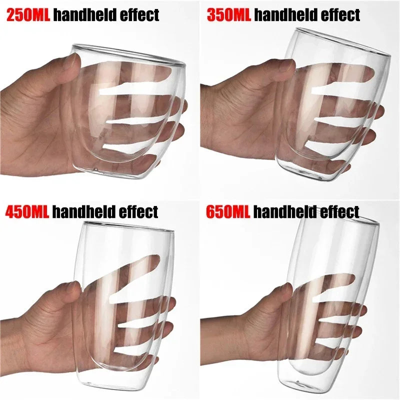 Copo de Vidro de Parede Dupla Resistente ao Calor 80-650Ml