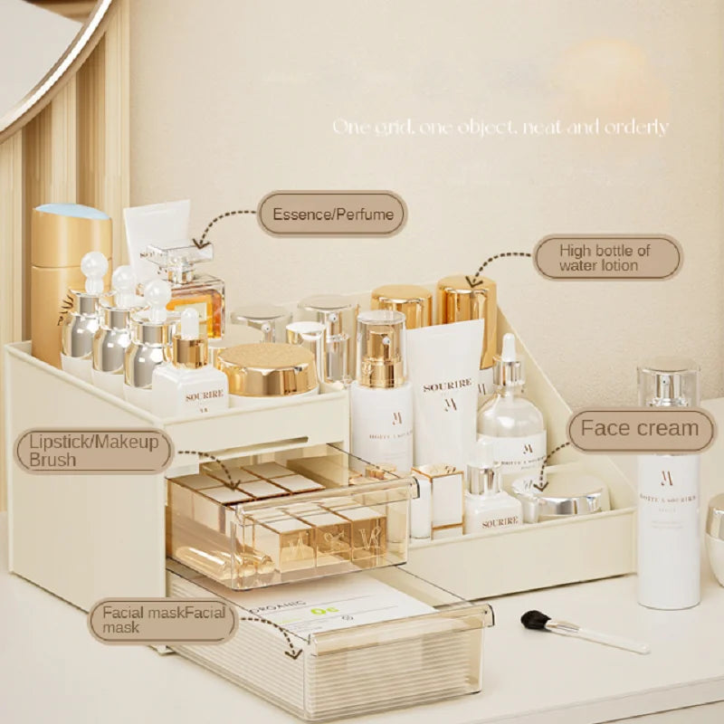 Caixa organizadora estilo gaveta transparente para maquiagem e skincare