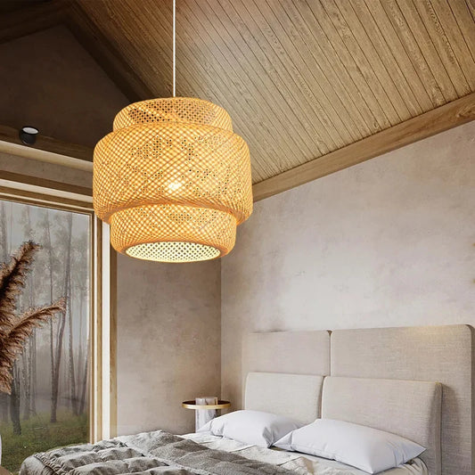 Luminária de Pendente em Rattan