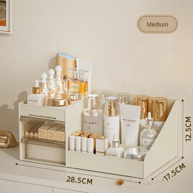 Caixa organizadora estilo gaveta transparente para maquiagem e skincare