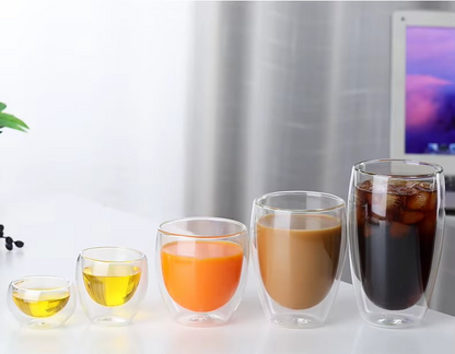 Copo de Vidro de Parede Dupla Resistente ao Calor 80-650Ml